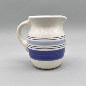 Pfaltzgraff Rio Light Gray/Blue Stripes Hand Painted 5.75" Tall Creamer Pitcher